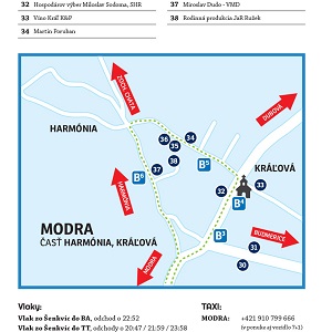 Modra Wine Cellars Day 2019 - map Modra - Harmónia, Kráľová